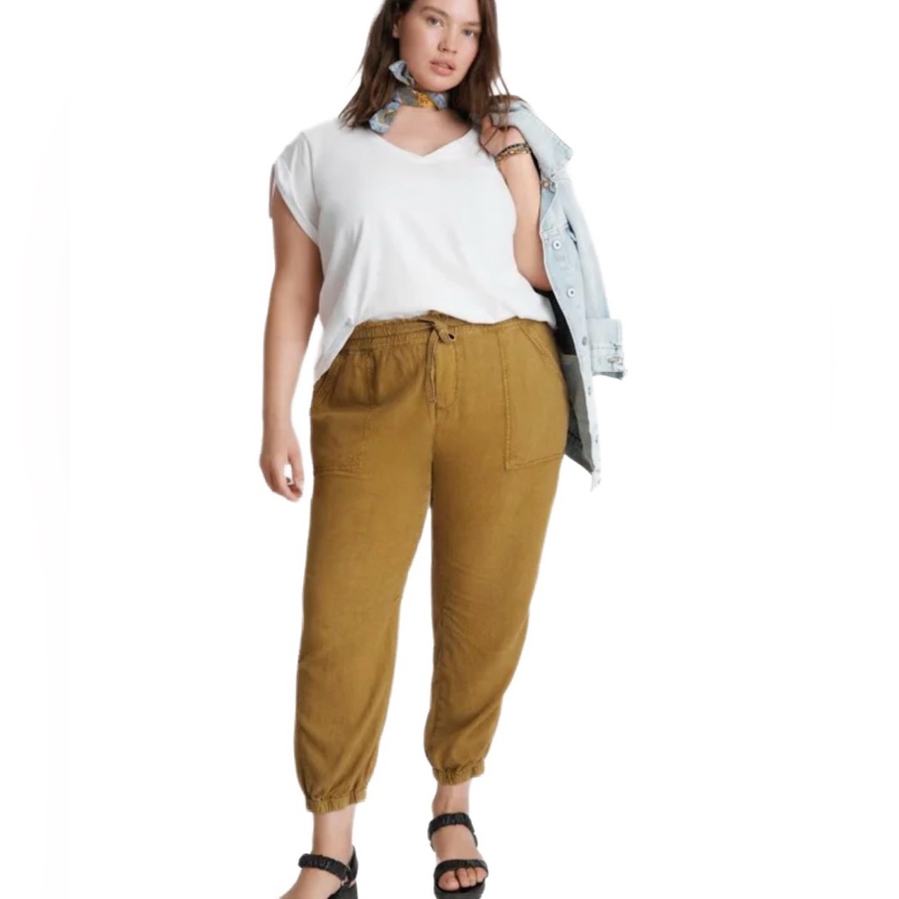 Anthropologie Rhys Utility Jogger Pants Olive Green/Brown Linen Blend Size L